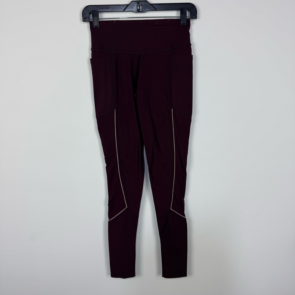 Victoria's Secret Red Burgundy Full Length Leggings Workout Athletic